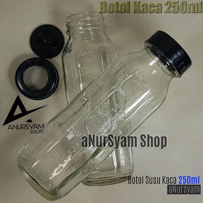 Botol Kaca 250 ml / Botol Kaca Bening / Botol Susu Kaca 250 ml anursy44 Segera Beli