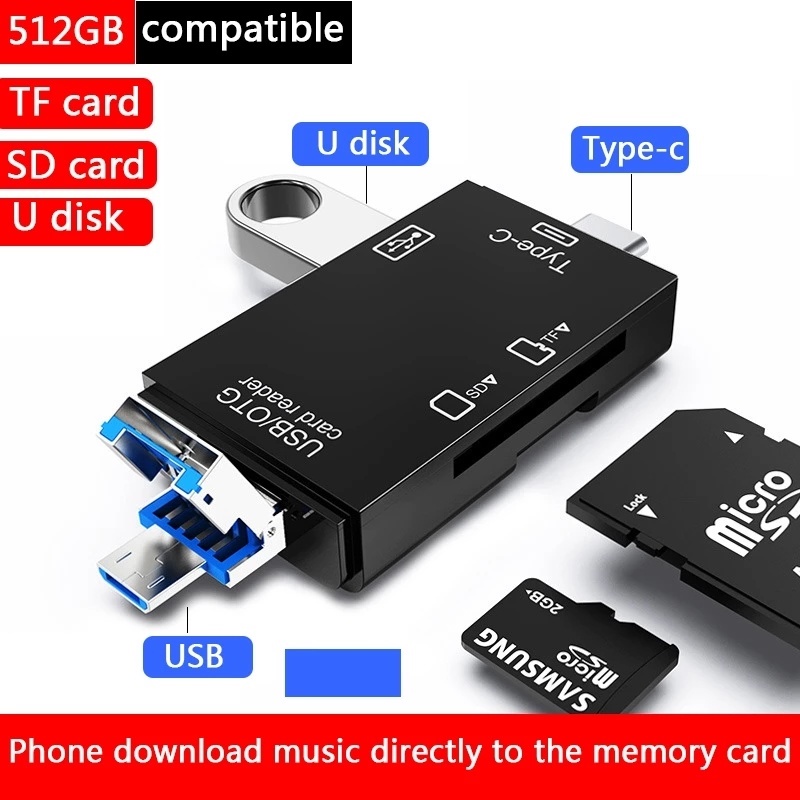 [6 In 1 SD Card Reader] [USB C Card Reader USB 2.0 TF/Mirco SD Smart Memory Card Reader][Type C Flash Drive Cardreader Adapter]