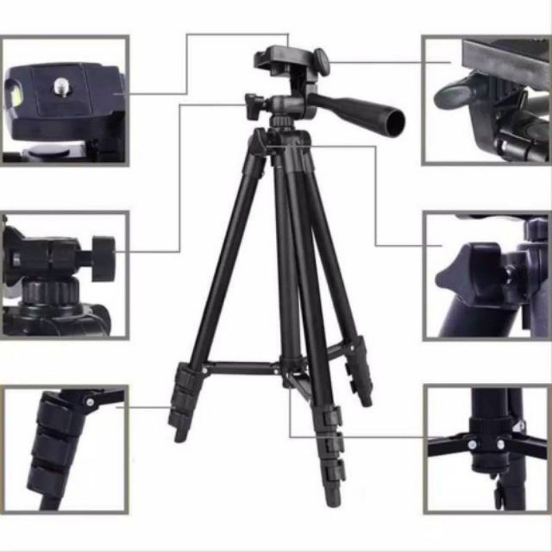 Tripod 3120 1 meter . Tripod HP dan kamera free holder U dan tas tripod . Tongsis