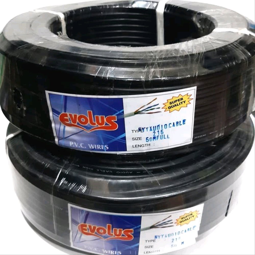 kabel listrik serabut 2x1.5mm isi 2 evolus hitam harga 1roll 50meter bukan kabel eterna Berkualitas