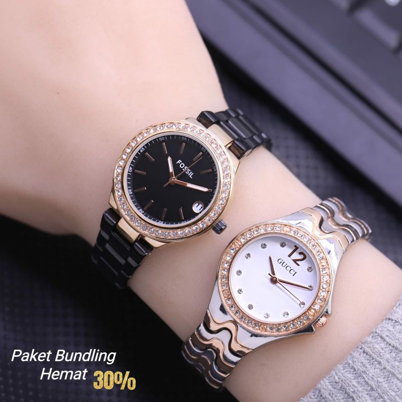 Paket Bundling Buy 1 Get 2 Jam Tangan F0ss1l + Gucc1 Terlaris Wanita Best Price Hot Sale