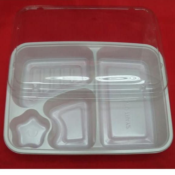 Box Bento isi 50pcs Nasi Kotak Makan Bekal Katering Mika Pa Sekat 4 ( Warna Putih )