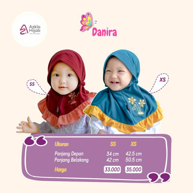 Hijab Anak Danira Kerudung Anak-Anak Bayi Usia 0 sd 6 Bulan | Azkia Hijab