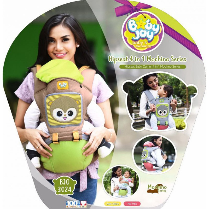 Gendongan Bayi Depan Baby Joy - Hipseat 4 in 1 Mochino Series - Cute Yellow