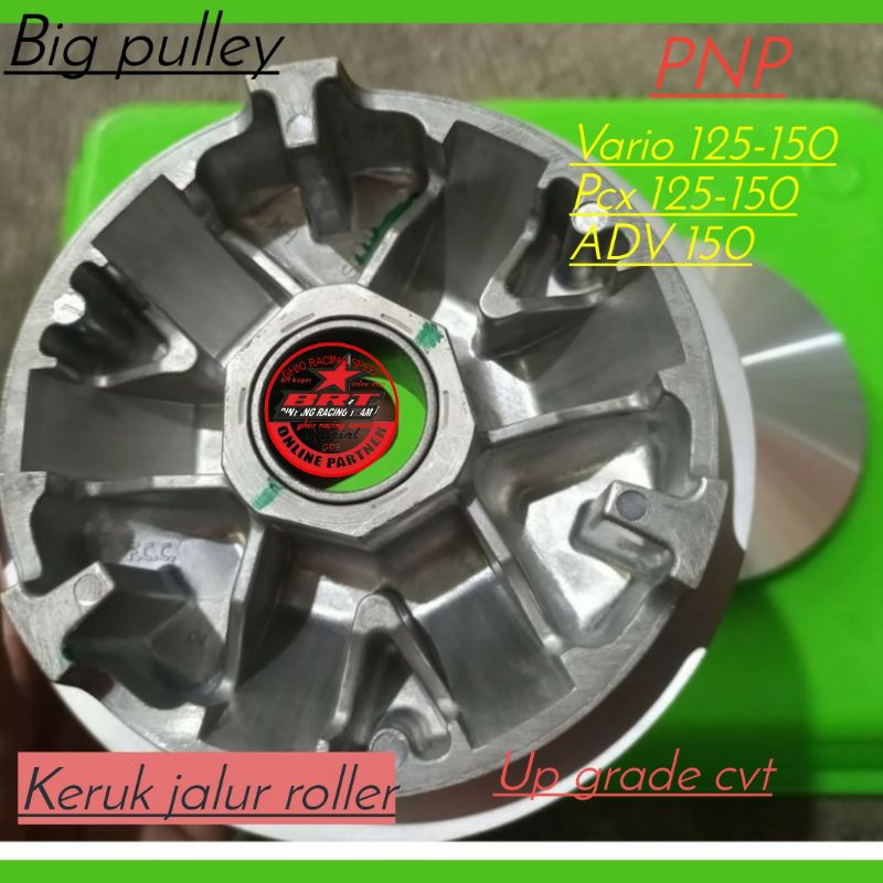 RUMAH ROLLER PULLEY PULEY COSTUME VARIO 125 150 BIG PULLEY RUMAH roller costum vulley costum PCX 150 ADV 150 PNP Big Pully Vario 125 150 Akselerasi Top Speed vuly vulley puli Rumah roller costume rumah roller bubut kirian cvt vario pcx adv rumah roller