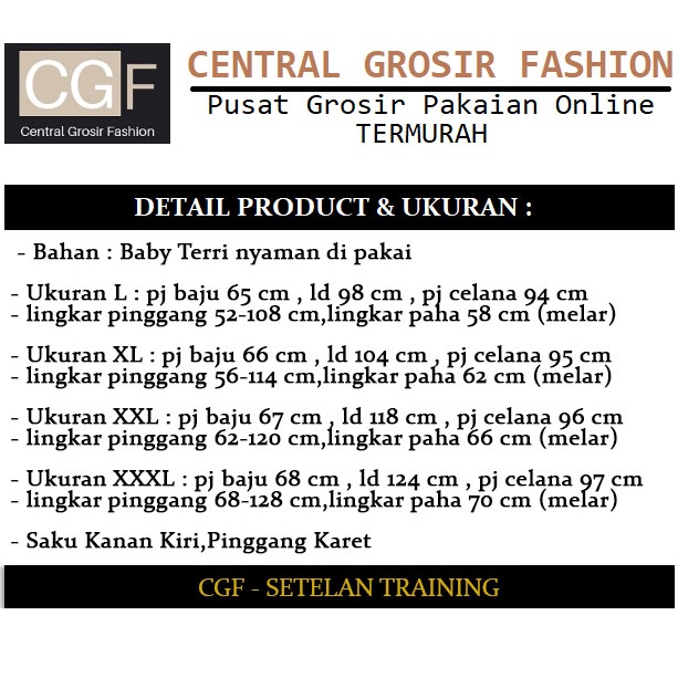 Setelan Training - Central Grosir Fashion (CGF) - Ukuran L-3XL - Matt Baby Terri