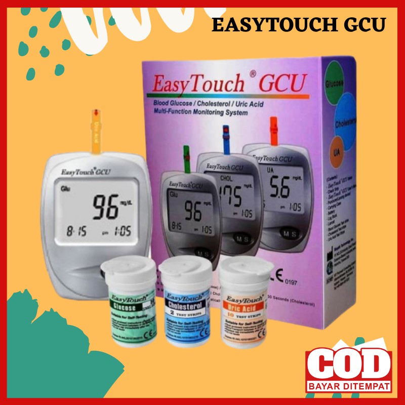 Cod Alat Tes Gula Kolestrol Asam Urat Easytouch GCU 3 in 1 Easy Touch Strip Cek Darah
