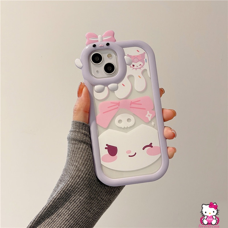 Soft Case TPU Motif Kartun Kulomi Kitty 3D Untuk IPhone 7 8 Plus XR 11 12 13 Pro MAX X 6 6S Plus XS MAX SE 2020