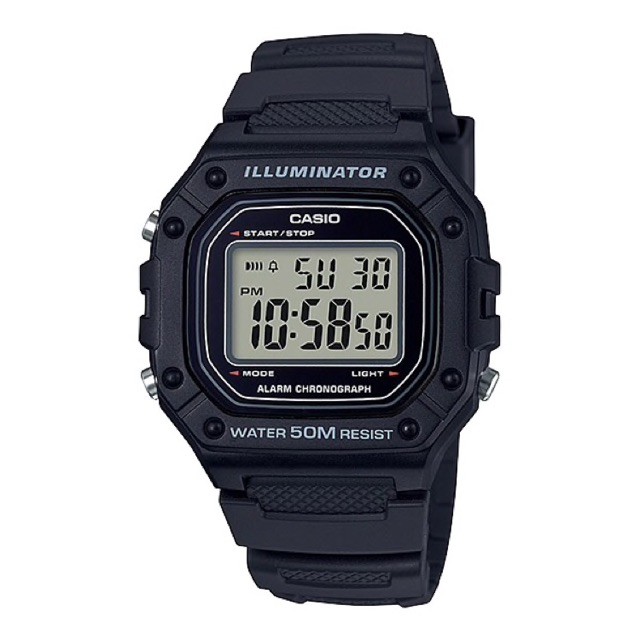 JAM TANGAN PRIA CASIO W-218H-1A ORIGINAL - W218H HITAM