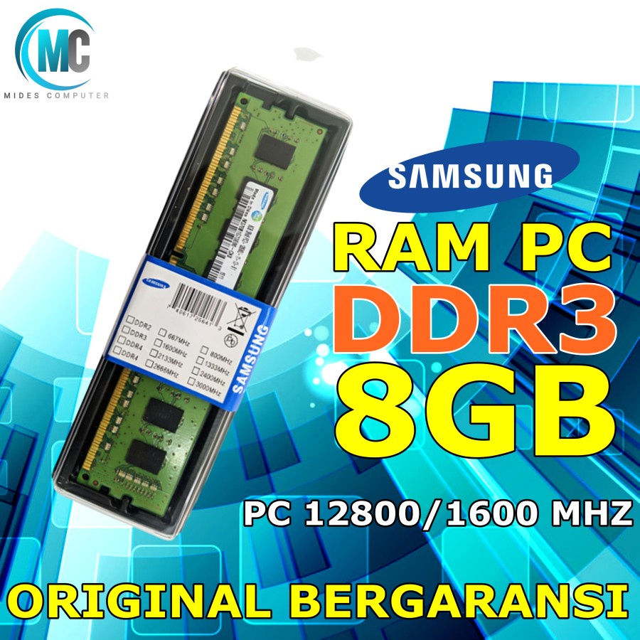 RAM PC longdim 8GB DDR3 Samsung PC12800 1600Mhz