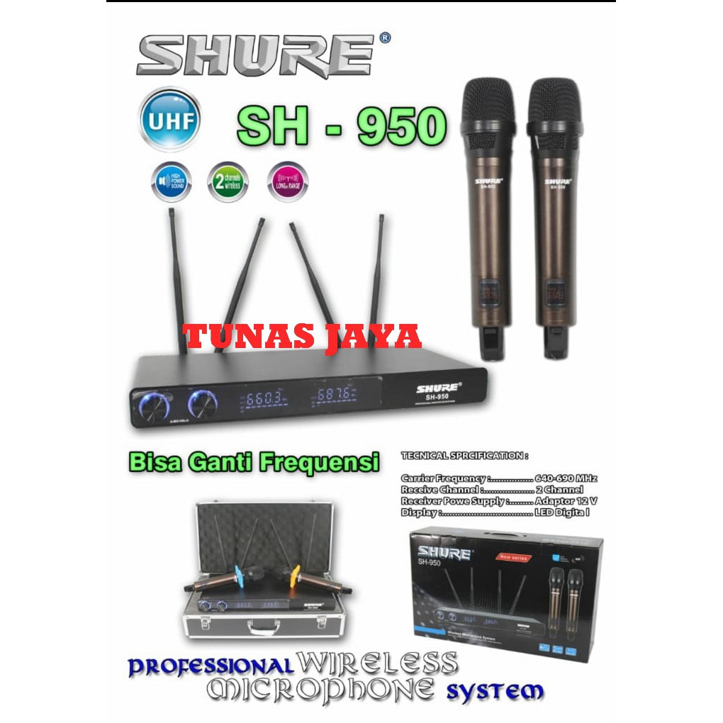 Mic Wireless Shure SH 950  Original Shure Sh950 Dual Handheld