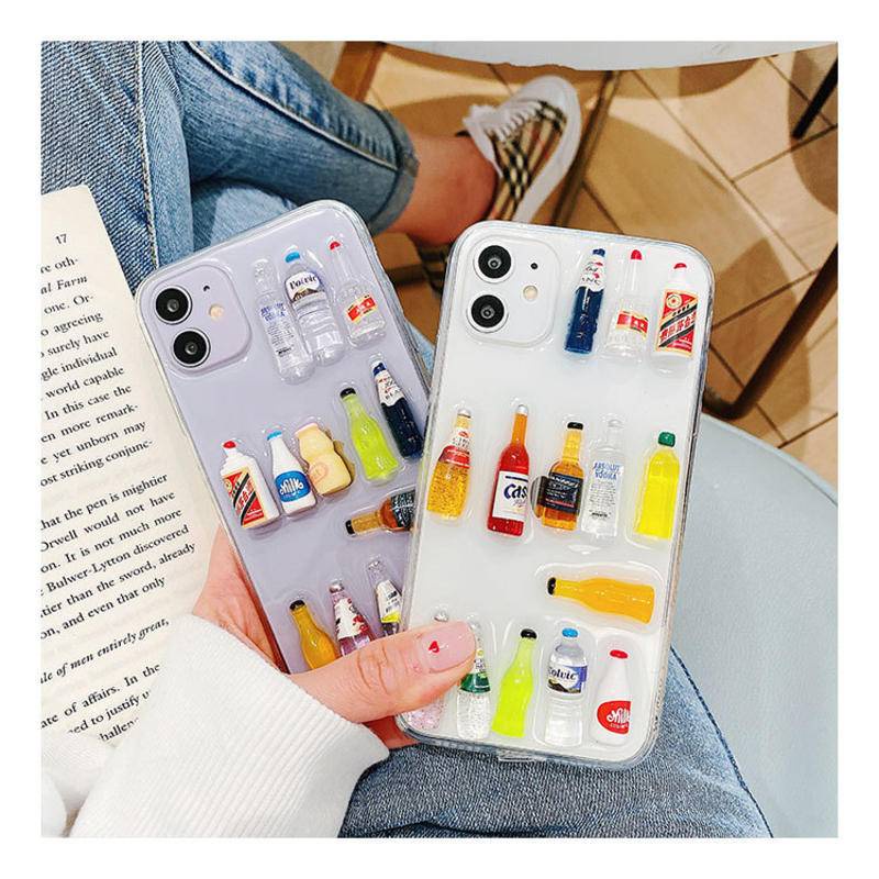 Soft case Desain Botol wine Tiga Dimensi Untuk iPhone 13 12 11 Pro MAX Mini X XS MAX XR SE 2022 2020 7 8 Plus