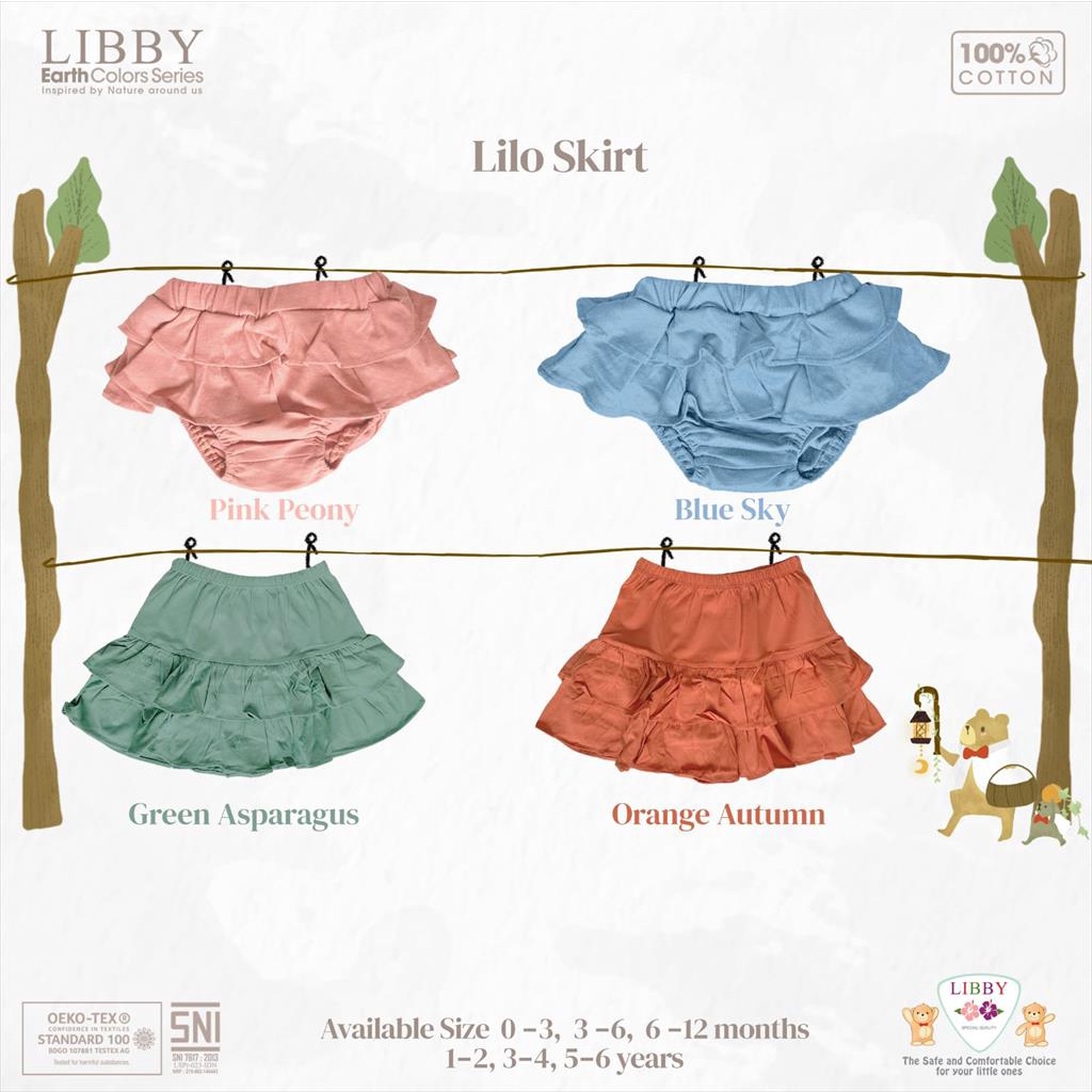 (3-6Thn) LIBBY Earth Colors Lilo Skirt Rok Anak Perempuan (1pcs/pack)