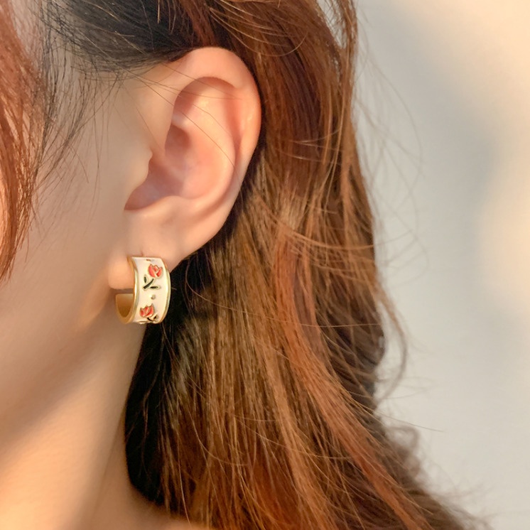 Anting Bentuk Tulip Gaya Retro