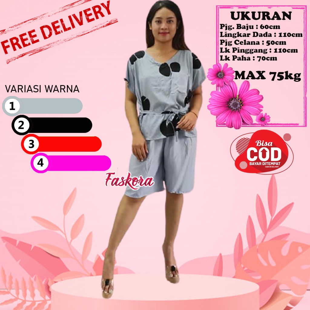 Setelan Wanita Pendek Jumbo Kekinian / Setelan Rayon Pendek Dewasa / Setelan Jumbo Pendek Motif Rump