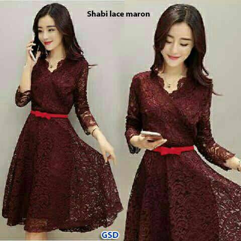 HCL DRESS CHABIA / DRESS WANITA / DRESS BRUKAT / DRESS MERAH / OLSHOP TERMURAH / FREE ONGKIR