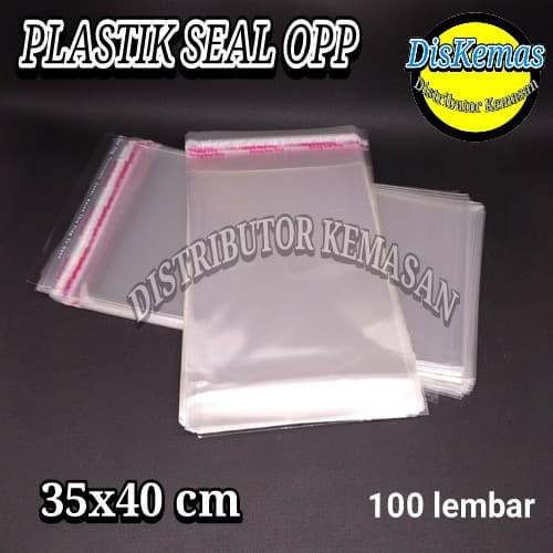 

KEMASAN PLASTIK OPP SEAL LEM PEREKAT KEMASAN BAJU SOUVENIR 35x40 cm