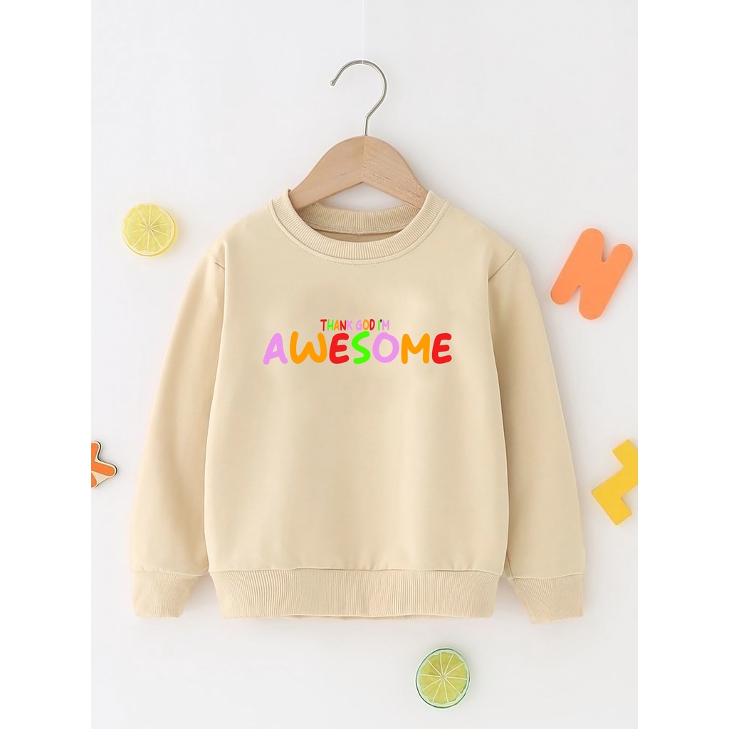 sweater anak perempuan usia 2 - 12 tahun jaket crewneck distro anak laki laki awesome