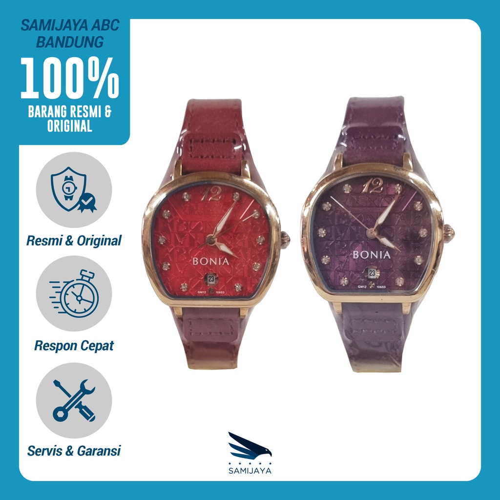 Jam Tangan Wanita Bonia BNB 10653 256 257 Kulit Merah Ungu Ori Resmi