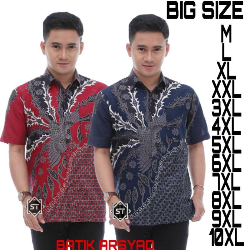 HEM BATIK LENGAN PENDEK size jumbo M,L,XL,XXL,3XL,4XL,5XL,6XL,7XL,8XL,9XL,10XL