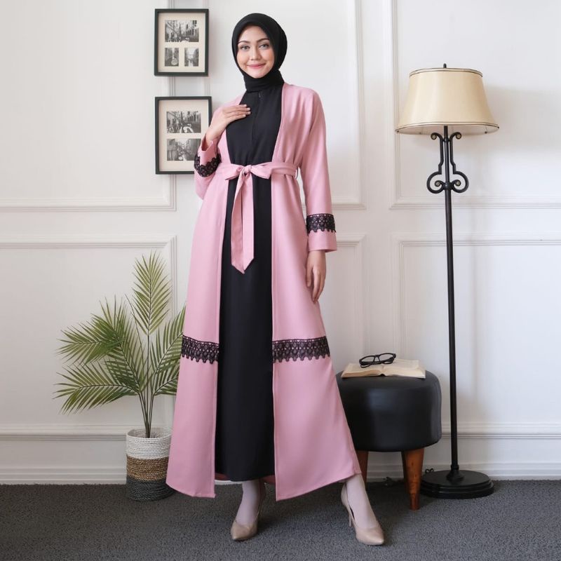 Gamis Lebaran Polos Busui Renda Termurah