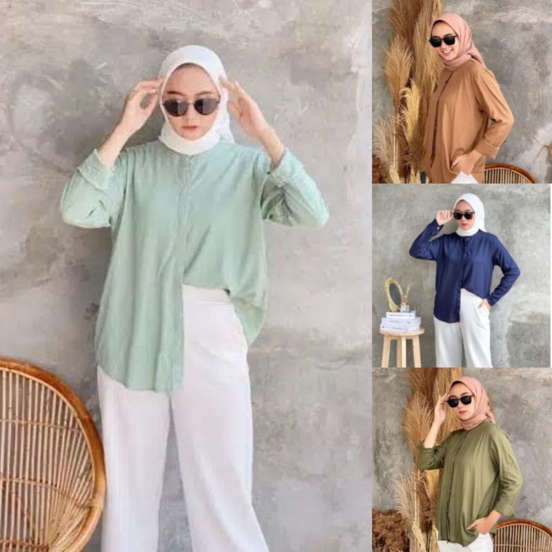 MAUDY SHIRT Kemeja Wanita Sakila Twill Lengan Panjang Oversize Jumbo