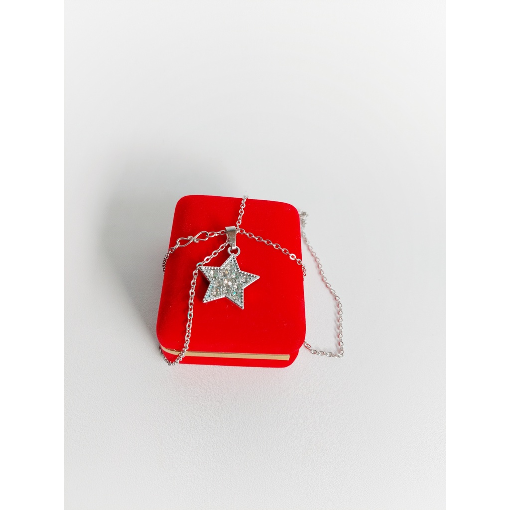 RNL kalung baja / monel original dengan liontin rhodium