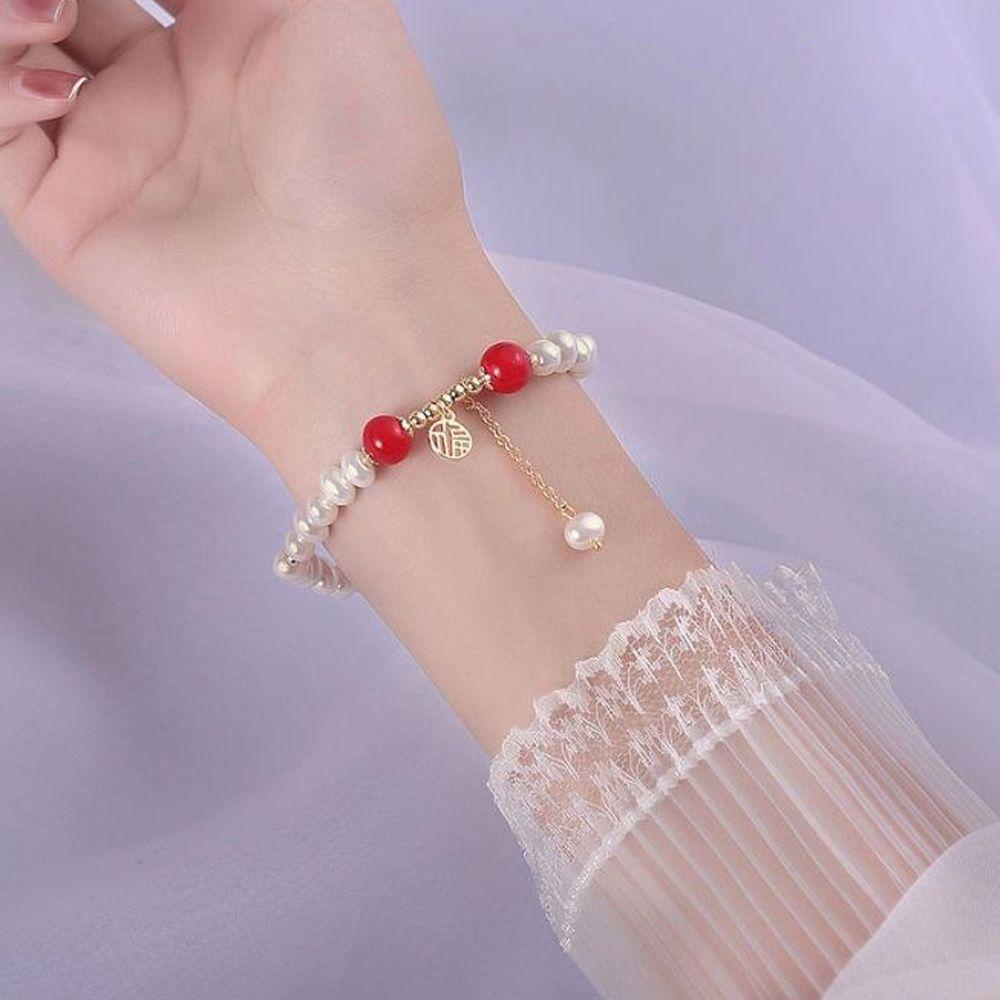 Needway Wanita Gelang Musim Panas Vintage Lucu Liontin Manis Manik Kristal Perhiasan Fashion