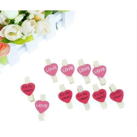 Penjepit Kayu Mini Motif Love Letter #02 (5pcs)