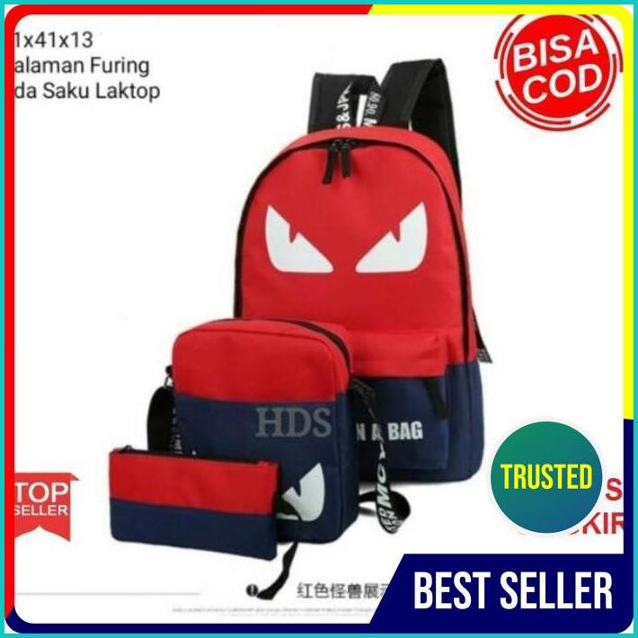 Original Tas Ransel Sekolah 3in1 Anak Laki Cowok Fendi Murah 2 - Merah Berkualitas