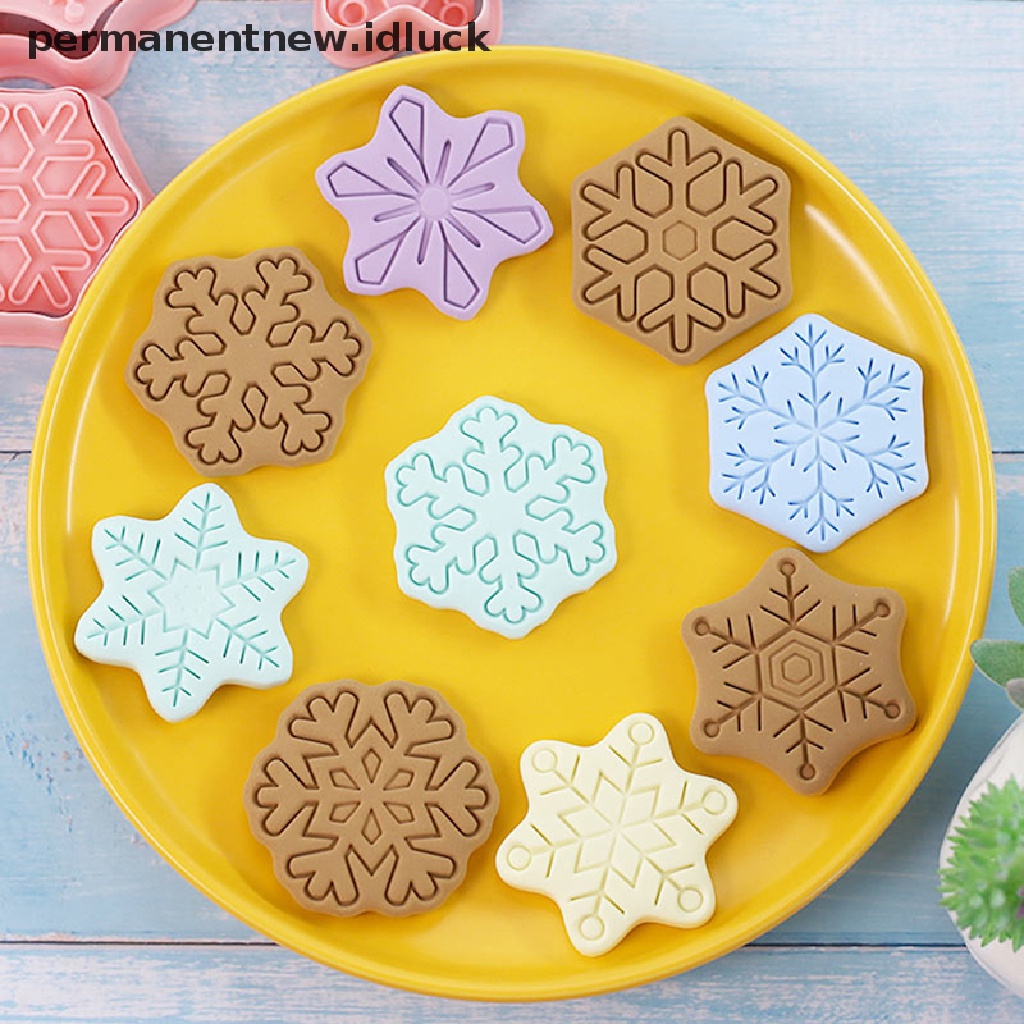 8 Pcs Cetakan Kue Bentuk Snowflake Bahan Plastik