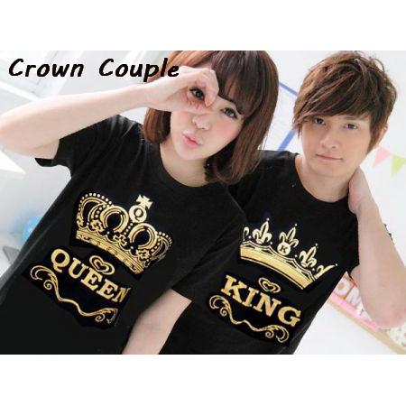 Kaos Couple  king queen bagus baju pasangan tebal Crown Hitam
