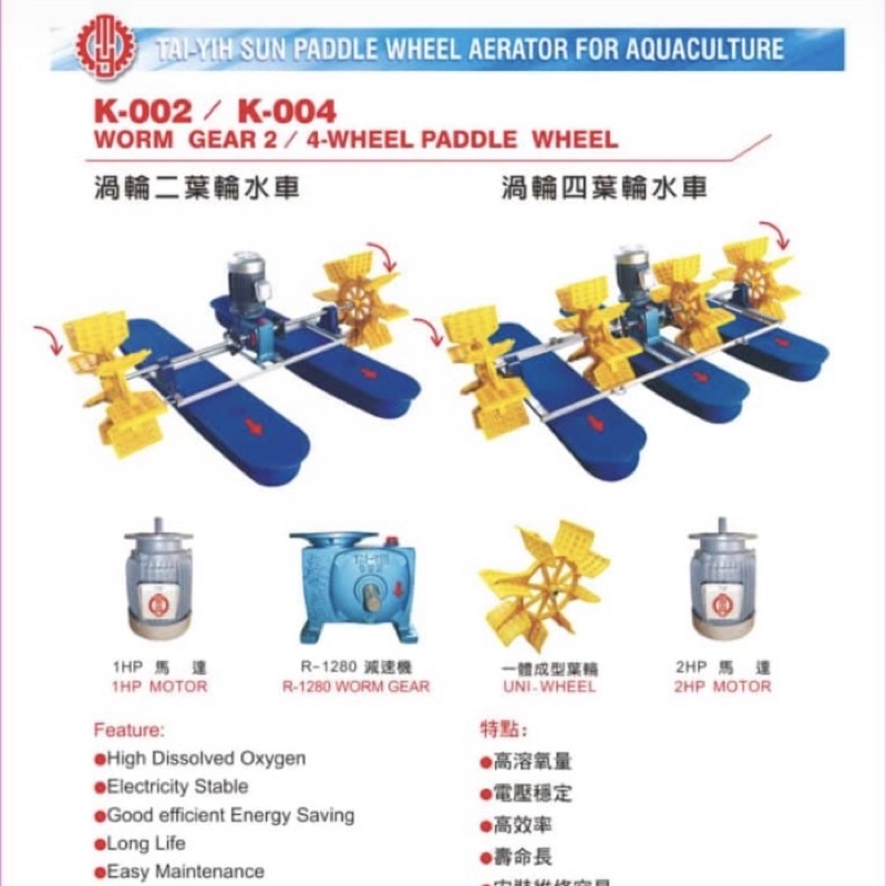 Kincir Air Tambak Tai Yih Sun K002/K004 made in Taiwan original 100%