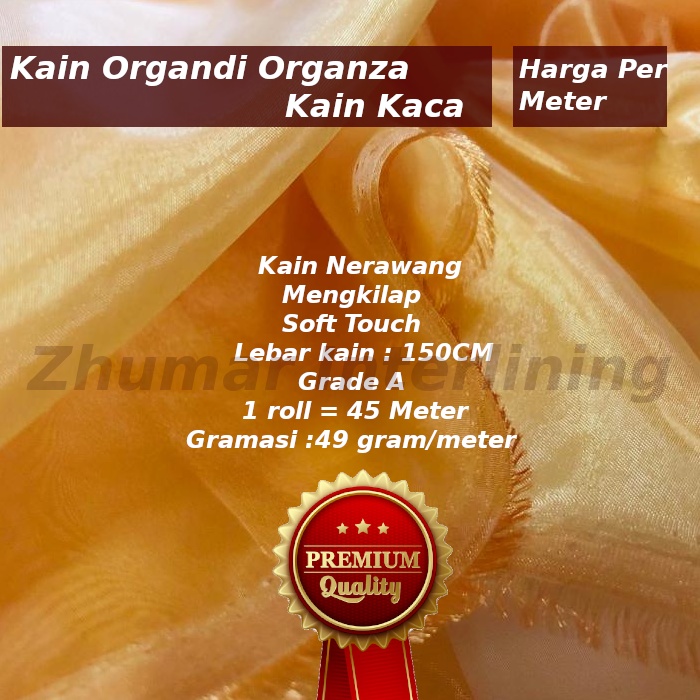 Kain Bahan Organza Organdi Kain Kaca Premium Soft Touch High Luster