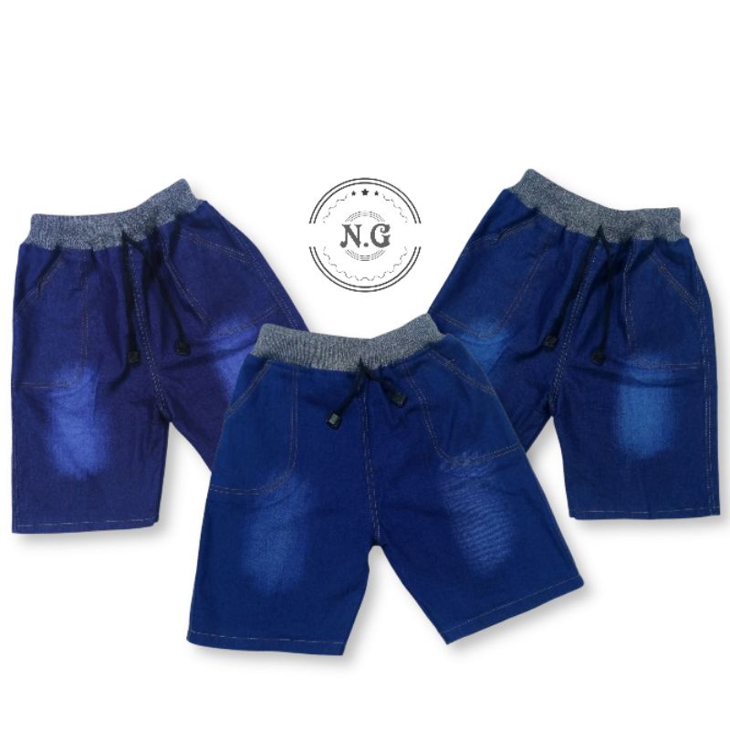 Celana Pendek Anak Laki JEANS PENDEK ANAK 1-12 TAHUN /CELANA JEANS PENDEK ANAK PINGGANG RIB TALI