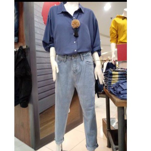 CELANA BOYFRIEND BRAND LOGO JEANS ORIGINAL, CELANA BOYFRIEND LOGO JEANS