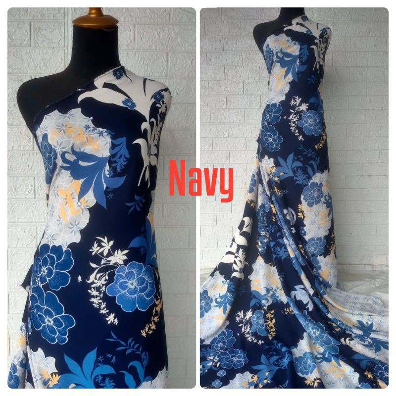 Kain Bahan Rose Crepe Motif Terbaru Bunga Lily