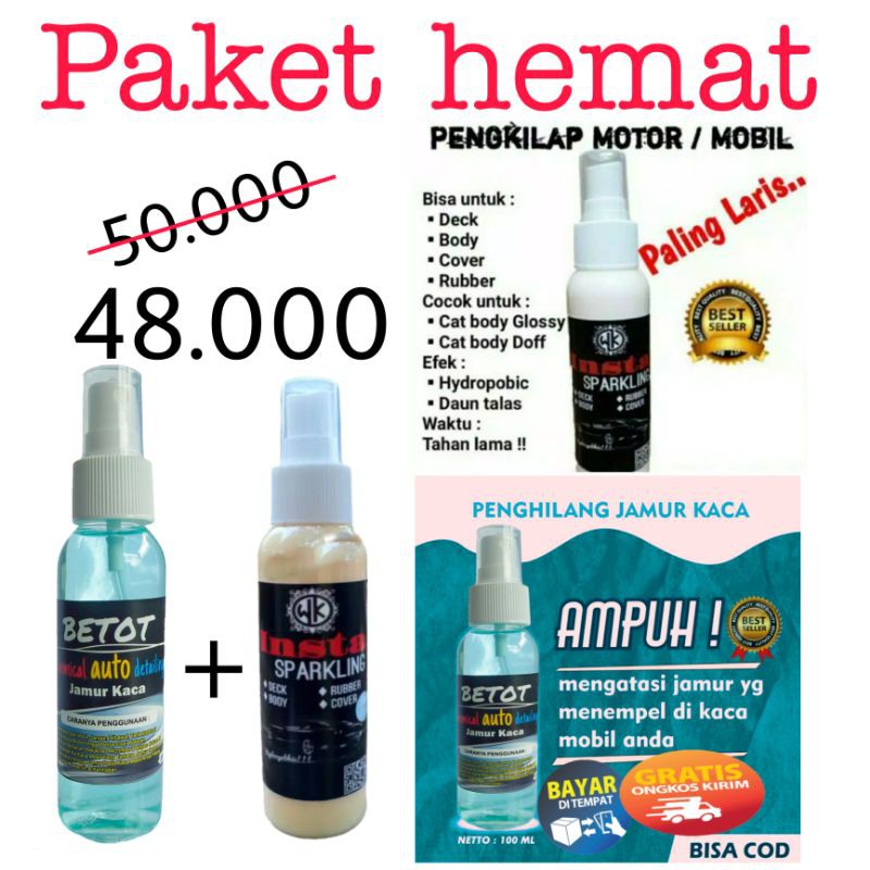 OBAT JAMUR KACA BONUS PENGKILAP BODY/GLAS CLEANER BETOT &amp; PENGKILAP KENDARAAN