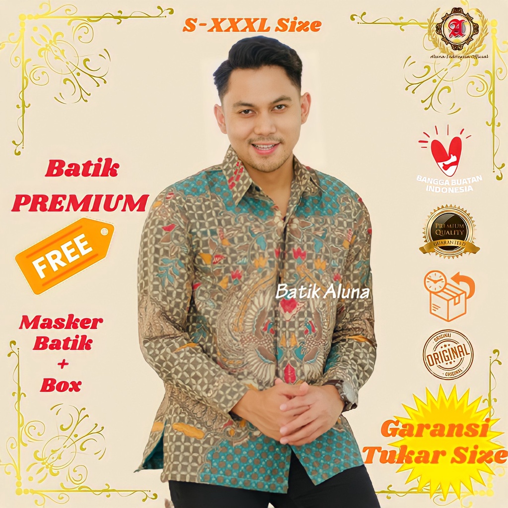 Baju Kemeja Batik Pria Lengan Panjang Premium Slim Fit Big Size Jumbo Couple Ayah Anak Lamaran Serag