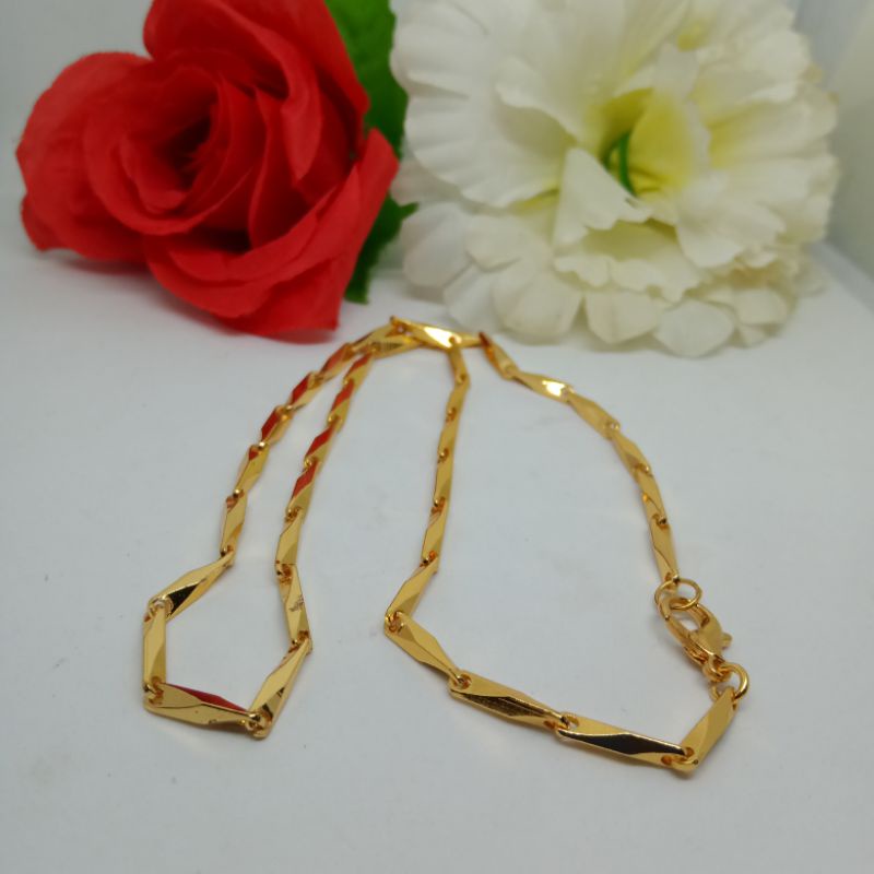 kalung Jurai  padi wanita dewasa,kalung titanium asli anti luntur anti karat,kalung perhiasan wanita import perhiasan fashion mirip mas asli, perhiasan berlapis emas 24 k