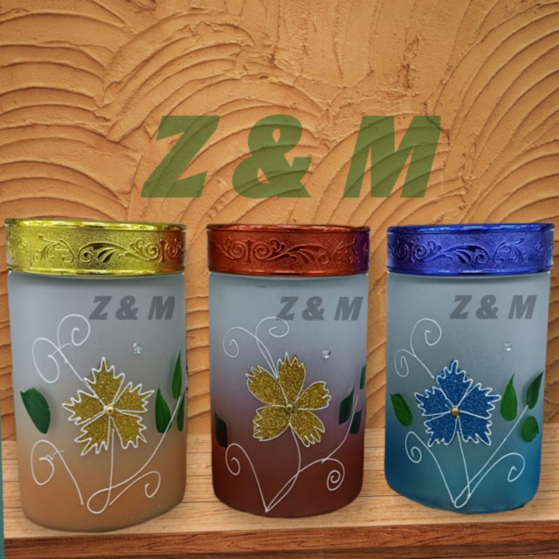 toples kaca motif bunga buat hari raya/lebaran