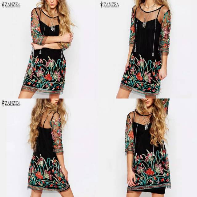 Dress tunik Premium summer mesh zanzea