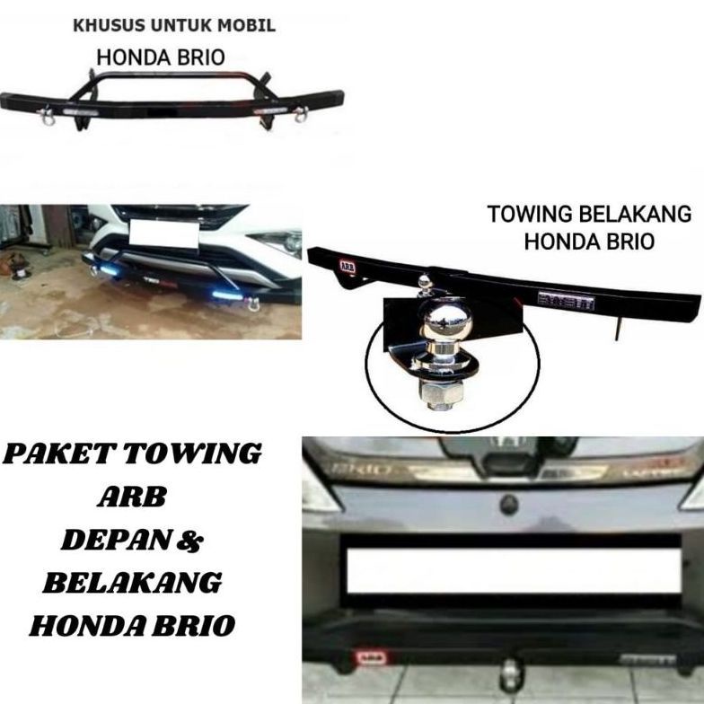 PAKET BUMPER BESI BEMPER BESI  TOWING DEPAN BELAKANG HONDA BRIO TANDUK MOBIL