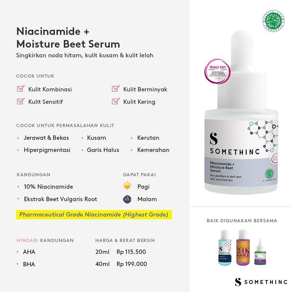 [PROMO SPESIAL] BPOM SOMETHINC Niacinamide + Moisture Beet Serum 20ml 40ml 100% ORIGINAL