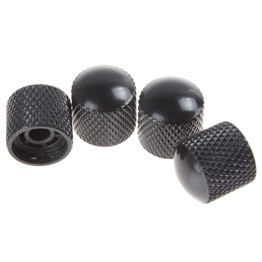 4pcs Knob Volume Nada Bahan Metal Warna Hitam Untuk Gitar Elektrik