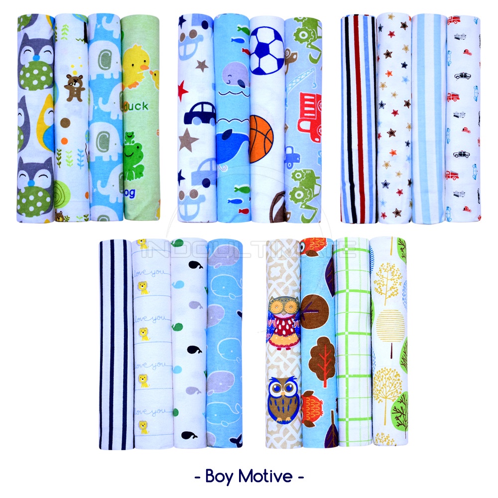 BEDONG BAYI 4 PCS JUMBO 97 cm x 76 cm / Selimut Bedong Kain Motif BC-206