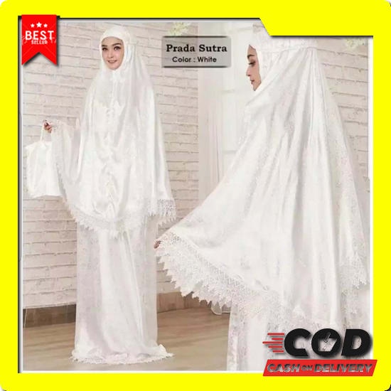Mukena Mukenah Princes Full Brukat Mewah Muknh Dewasa Sutra Paris Premium Motip Bordir Jilbab Terbar