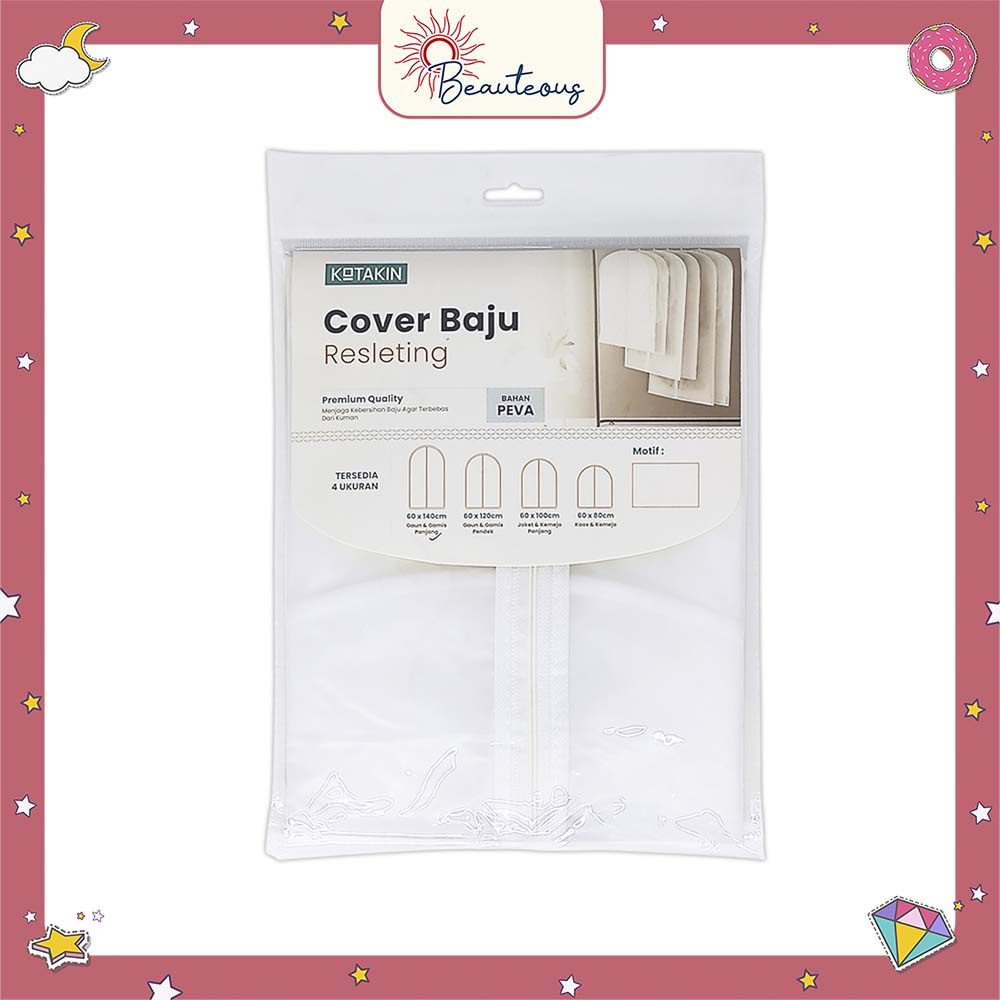 Cover Baju Resleting Gown Jas Penutup Pelindung Pakaian Anti Debu Bahan Peva Premium