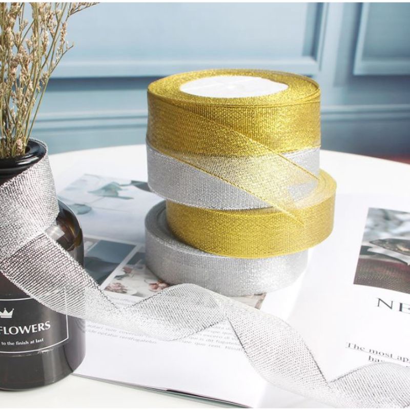 

Pita Gold Emas Silver 2cm, panjang 3 meter | Gold and Silver Ribbon