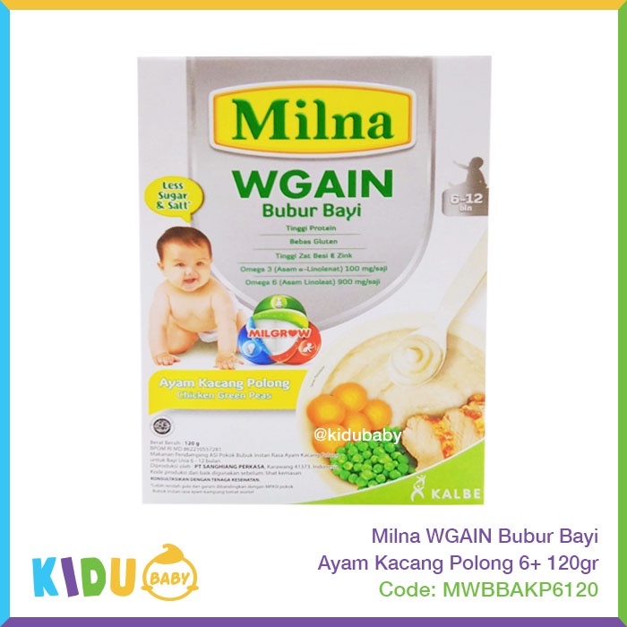 Milna WGAIN Bubur Bayi 120gr Makanan MPASI si Kecil Makanan Bayi Bubur Anak  Kidu Baby